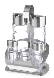 Condiment set by Hendi – 185 milliliters, Stainless Steel Glass, Silver, Model 465363