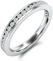 Channel Half Eternity Wedding Band 0.4ct Round Cut Moissanite White Gold Plated