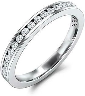 Channel Half Eternity Wedding Band 0.4ct Round Cut Moissanite White Gold Plated
