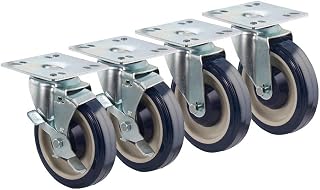 30-107S Krowne Economy Series 4" x 4" Plate Caster, Swivel with Brake, 5" Diameter, 200 lbs. per Caster Load Capacity (Set of 4)‌‌‍‌‌‍‌‌‌‌‍‌‌‌‍‌‌‍‌‌‌‌‍‌‌‍‌‌‌‌‍