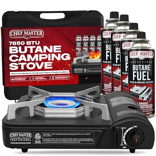 Chef Master Stove & 4 Fuel Canisters Camping Stoves