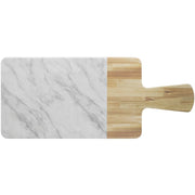 EGS Wood/Carrara 12 x 7" Serving Board by Elite Global Solutions – Large, Wood, White, Model M127RCM-AWC