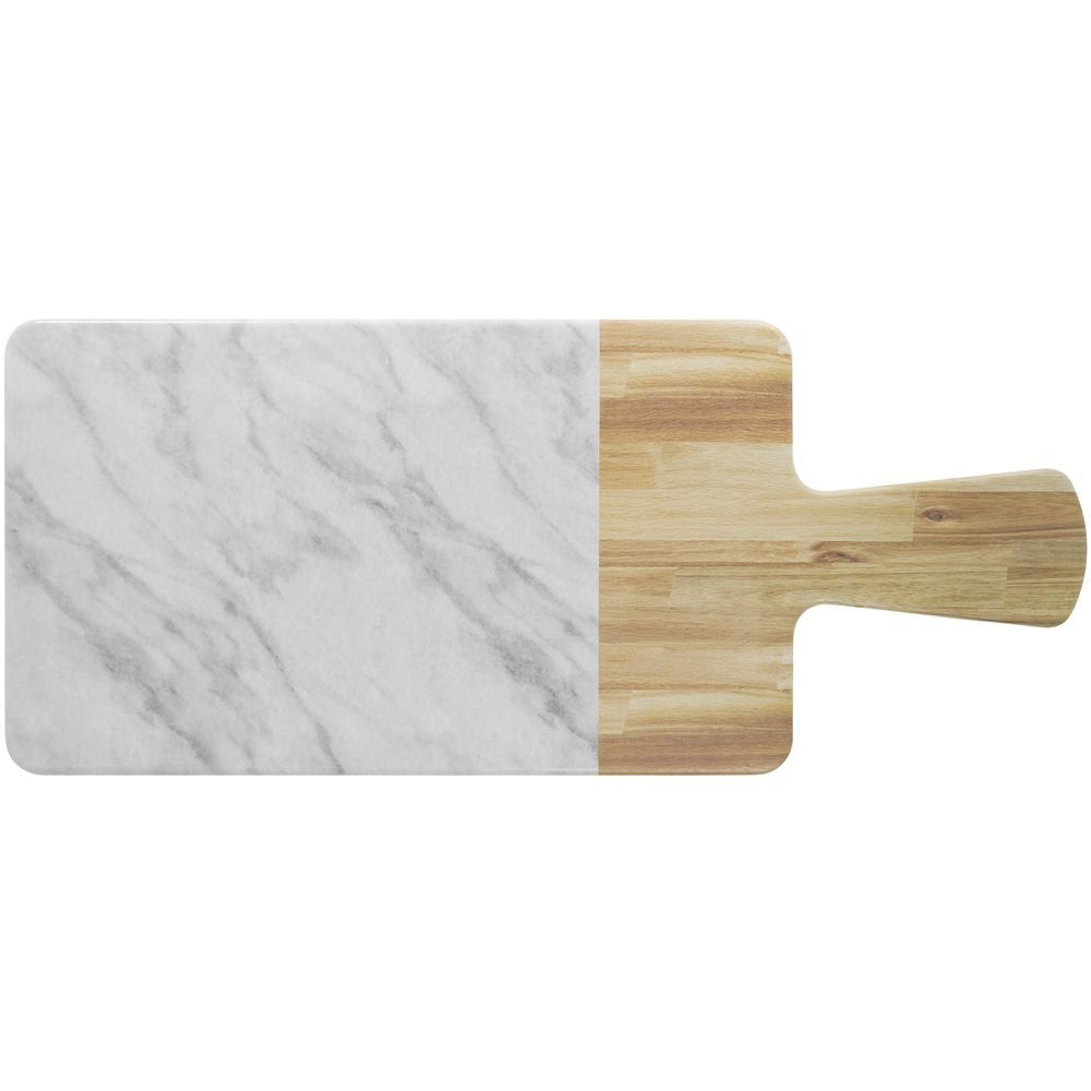 EGS Wood/Carrara 12 x 7" Serving Board by Elite Global Solutions – Large, Wood, White, Model M127RCM-AWC