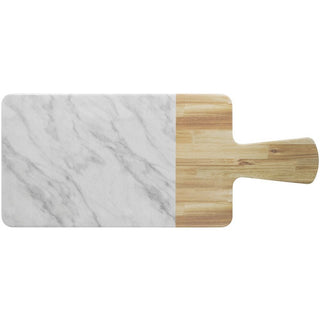 EGS Wood/Carrara 12 x 7" Serving Board by Elite Global Solutions – Large, Wood, White, Model M127RCM-AWC
