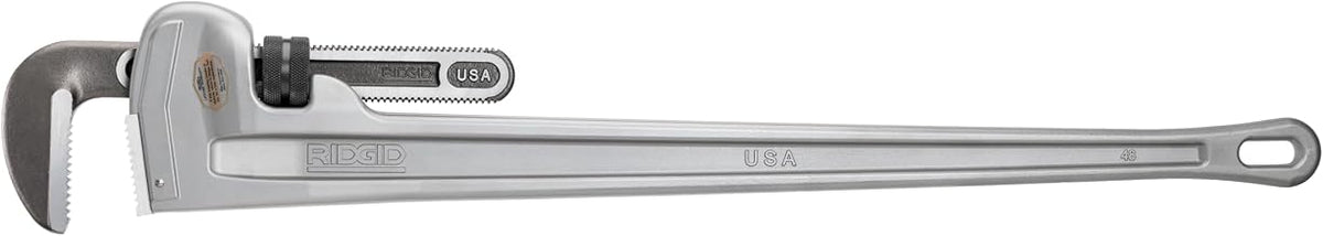 Model 848 48" Aluminum Straight Pipe Wrench with 6" Pipe Capacity by RIDGID – 48", Aluminum, Factory, Model 31115