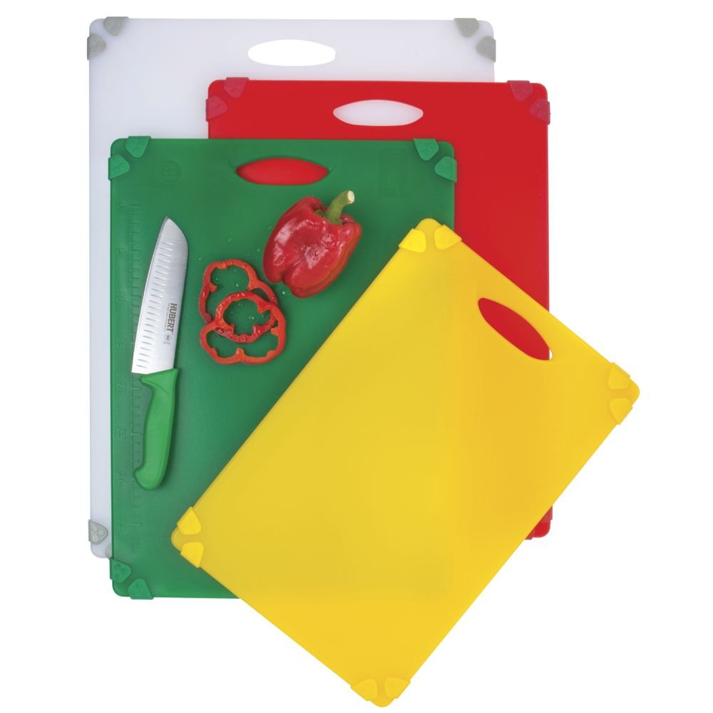 Kratos by White Cutting Board with Grippers - 12"L x 18"W x 1/2"H by HUBERT – Plastic, White, Model 1218-CL-WHCG