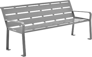 Global Industrial 6' Outdoor Park Bench with Back, Horizontal Steel Slats