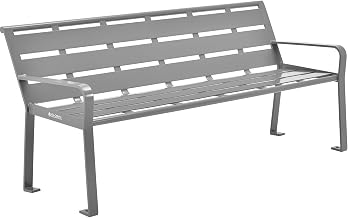 Global Industrial 6' Outdoor Park Bench with Back, Horizontal Steel Slats