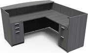 Kai by i5 Commercial 71" x 72" L-Shape Reception Desk with Double Full Pedestals RD7172P-2 Samoa Gray