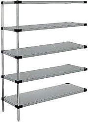 QUANTUM STORAGE SYSTEMS Stainless Steel 5 Solid Shelf ADD-ON KIT 86in