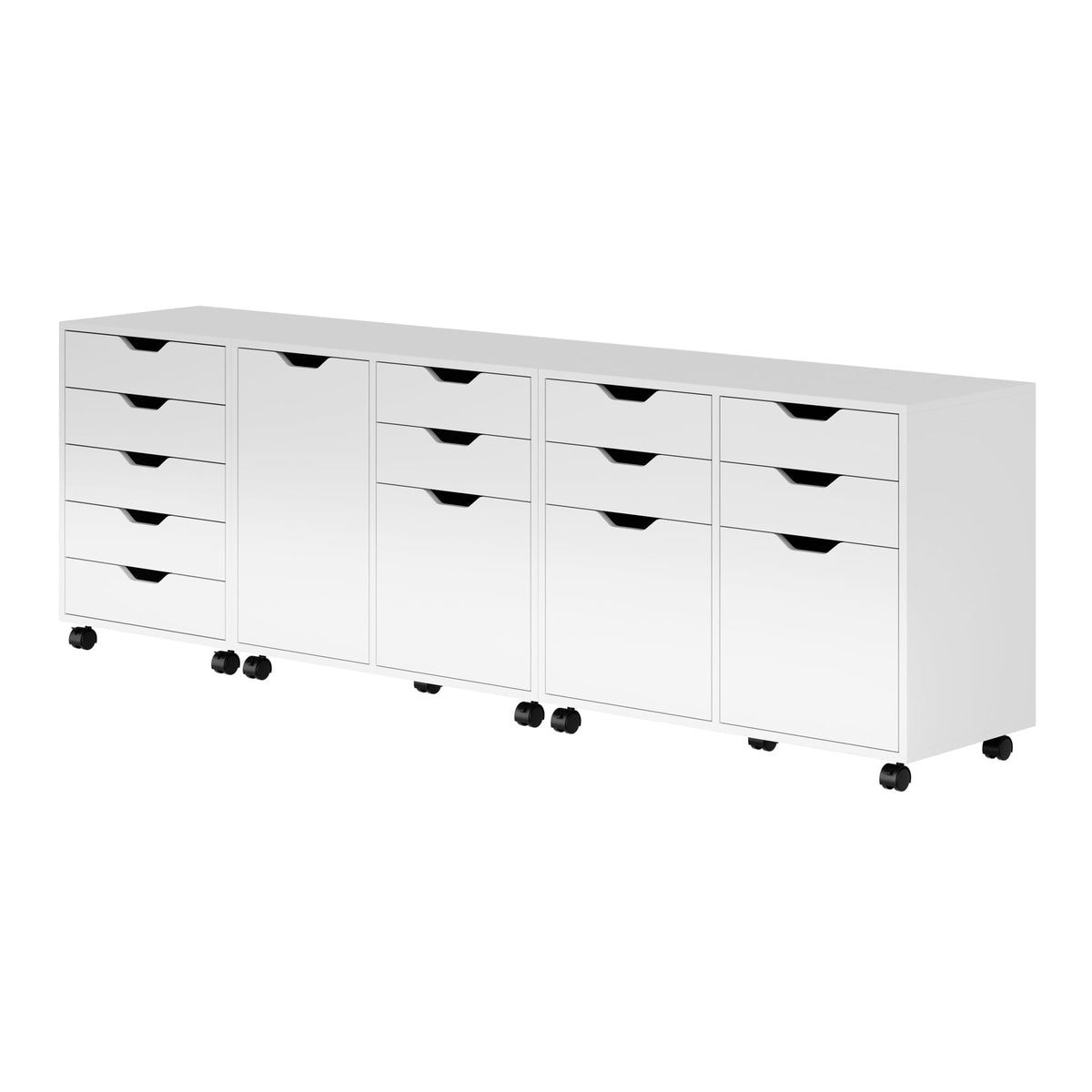 Winsome White / 3 Doors, 12 Drawers / Transitional Storage Cabinets