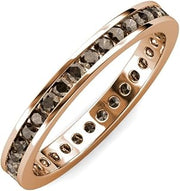Round Smoky Quartz Channel Set Womens Eternity Ring Stackable 18K Rose Gold
