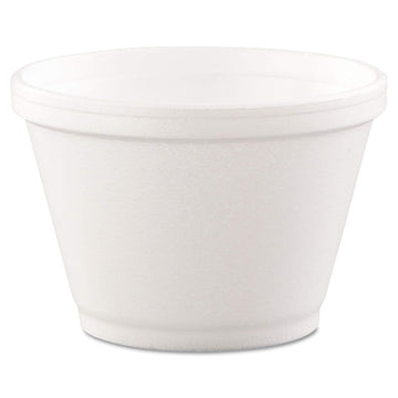 6 Oz. Food Container - 1000 Per Case. by DART – 3.5" Top Diameter x 2.3" Bottom Diameter, 6.0 ounces, Foam, White, Pack of 1000