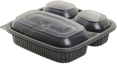 Anchor Packaging Culinary Square 21/6/6 oz 3-Compartment Polypropylene Base and Lid - 8 1/2"Sq x 2 1/2"H
