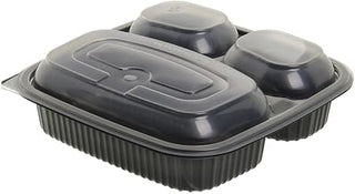 Anchor Packaging Culinary Square 21/6/6 oz 3-Compartment Polypropylene Base and Lid - 8 1/2"Sq x 2 1/2"H