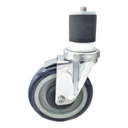 BK Resources 5" Polyurethane 2" Expanding Stainless Steel Stem Swivel Caster for Work Tables with Top Lock Brake – 5", Silver, Model 5SS-4RA-PLY-TLB