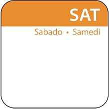 Saturday Labels White/Orange Dissolvable Day of The Week Food Rotation Labels Tri-Lingual - 1"L x 1"H 500 Per Roll