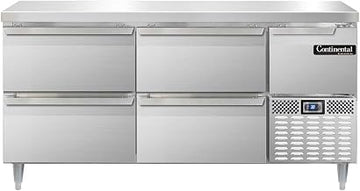 DLRA68-SS-D Designer Line Refrigerated Base Worktop Unit, 68" W, Full Stainless & Four Drawers