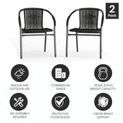 Flash Furniture Black / Set of 2 / Contemporary Patio Dining Chairs