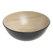 Black Melamine Serving Bowl with Light Wood Interior- 9 1/10" Dia by HUBERT – Melamine, Black, Model H0284-BLACK