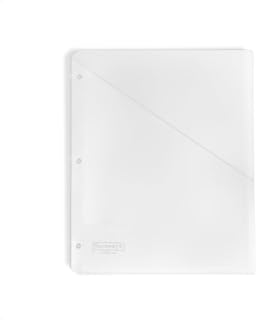 SMEAD Plastic Binder Pocket Slash File Jacket, Clear, 5 Count | Binder pockets for a 3 ring binder: 5 clear plastic file folders with pockets, three-hole punched, letter size.