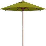 California Umbrella 7.5' Round Hardwood Frame Market Umbrella, Stainless Steel Hardware, Push Open