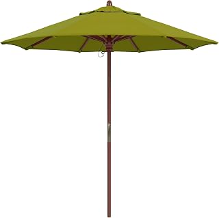 California Umbrella 7.5' Round Hardwood Frame Market Umbrella, Stainless Steel Hardware, Push Open