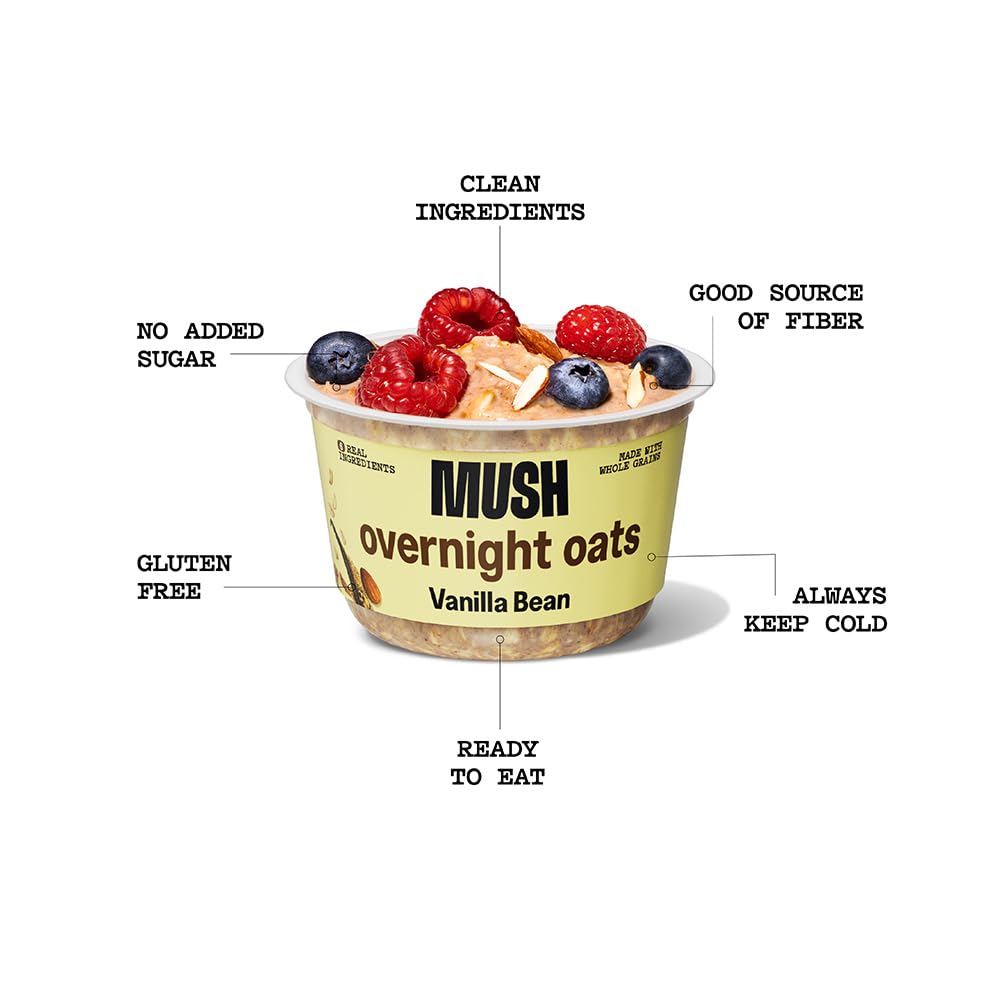 Overnight Oats - Vanilla Bean - Good Source of Fiber by MUSH – 5 Ounce (Pack of 1), Model 0850003994154