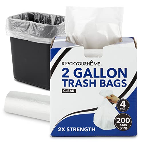 Stock Your Home 200 Pack / 2 Gallon / Clear Trash Bags