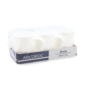 Restaurant Plain Mug 250ml Stackable 6 Cups by Arcoroc – 8 Ounces, Glass, White, Model 36140 (INNER)