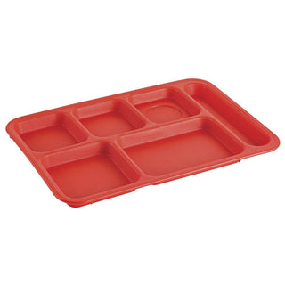 Red Six-Compartment Cafeteria Tray by HUBERT – Red, Model 97007