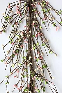 AR1956C-9 Primitive Pip Berry Garland in Green, White and Pink