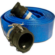 2" x 50' Blue PVC Lay-Flat Discharge Hose with Poly Cam Lock Fittings by Apache – 2" x 50', Polyvinyl Chloride (PVC), Blue, Model 98138049