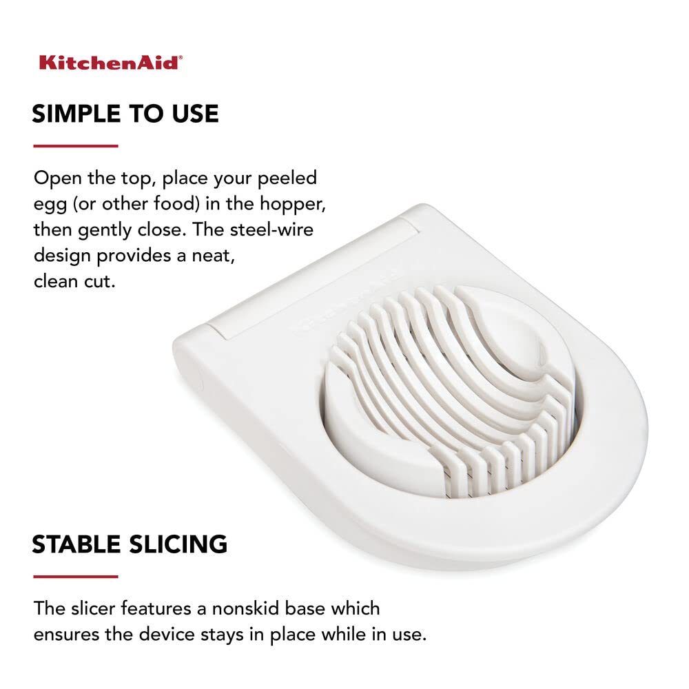 Classic Egg Slicer with Stainless Steel Wires by KitchenAid – 9 Inch, Stainless Steel, White, Model KQ135OHWHA