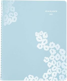 2021 Weekly & Monthly Appointment Book & Planner by AT-A-GLANCE, 8" x 11", Large, Wild Washes, Teal (523-905-21),White