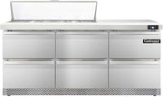 DL72-12-FB-D Designer Line Sandwich Unit, 72" W, With 12 Pan Top Openings, Front Breathing & Four Drawers