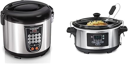 Hamilton Beach Digital Programmable Rice Cooker, Slow Cooker & Food Steamer Bundle (20 Cups Cooked)