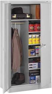 Tennsco Combo Wardrobe Storage Cabinet, 72 in H, 36 in W, 18 in D, Swing, Keyed, Light Gray, 5 Shelves - 1 Each