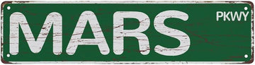 Street Sign Mars Parkway Rustic Metal Tin Home Outdoor Art Wall Decorations for Cafe Bar Kitchen 4"x16"