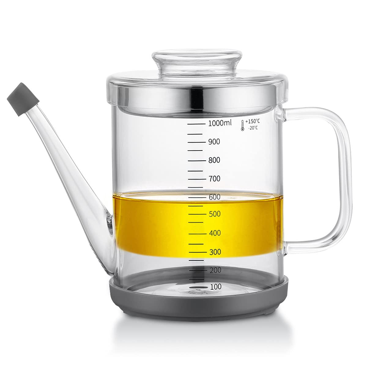 Home Servz Fat Separator, 1000ml Borosilicate Glass with Stainless Steel Strainer, Transparent