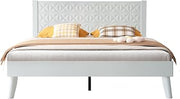 Queen Size Solid Wood Platform Bed Frame with Headboard & Footboard, Central Metal Legs, 12 Sturdy Slats, Noise-Free & Anti-Slip Design, Easy Assembly, No Box Spring Needed, Pure White Finish UPQ-39