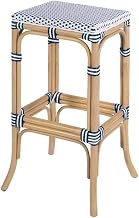 Laguna 30.5 in. Seat Height Rattan Bar Stool - White and Navy