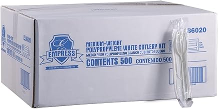 E186020 Medium Weight Cutlery Kit Polypro Knife, Fork, Napkin (Pack of 500)