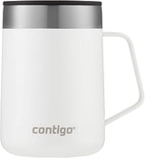 Contigo Streeterville Stainless Steel Mug with Handle and Splash-Proof Lid, Vacuum-Insulated Metal Cup for Coffee and Tea with Handle and Grip Base to Prevent Slipping, Salt, 14 oz (414 mL)