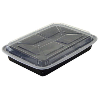16 OZ. BLACK VERSATAINER MICROWAVEABLE RECTANGULAR BASE CONTAINER WITH CLEAR LID NEWSPRING 150 EA by PACTIV – 16 ounces (7.4 x 5 x 2.2 inches), 16.0 ounces, Polypropylene, Black