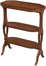 Starlight Canyon Home Cherry Veneer Side Table with Distressed-Finish, Octagonal 3-Shelf Accent End Table for Living Room, Den or Office