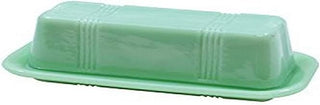 Tablecraft HJ124 Jadeite Glass Collection Butter Dish, 6.75 x 3.25 x 2.25, Green