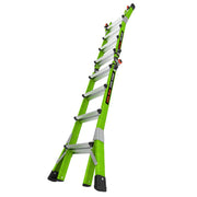 17ft Multi-Position Fiberglass Ladder, 300 lbs Weight Rating, Cargo Hold Tool Pouch by Little Giant – 17 Ft., Green, Model Dark Horse 2.0