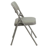 Hercules Metal Folding Chair by Flash Furniture – Set of 4, Foam, Vinyl, Metal, Gray Vinyl/Gray Frame, Pack of 4, Model 4-HA-MC309AV-GY-GG