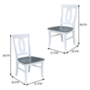 Solid Wood Dining Chair Set of Two with Hardwood Frame by Furnifact – Wood, White and Heather Gray, Pack of 2